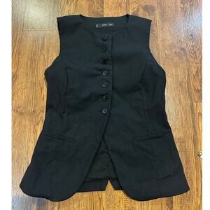 MNG Women’s High Neck Tailored Vest Top – Black – Size XS Minimalist Chic